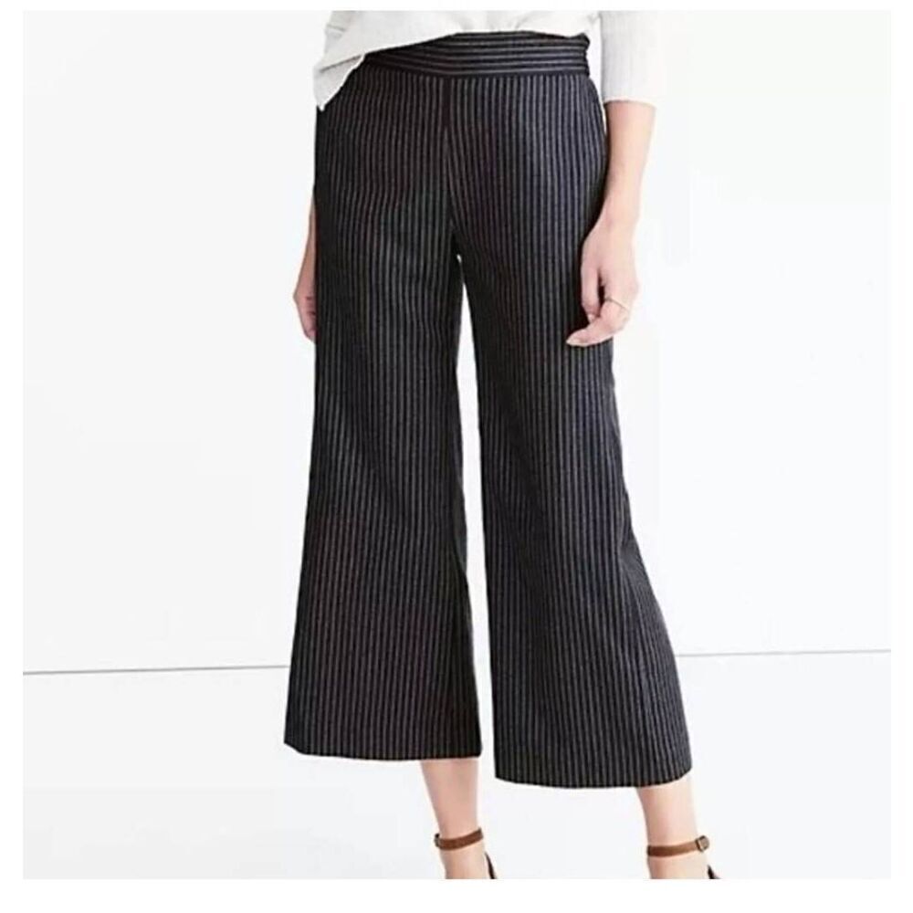 Madewell Bryant Gemma Wool Pinstripe Crop Wide Leg Pants XS